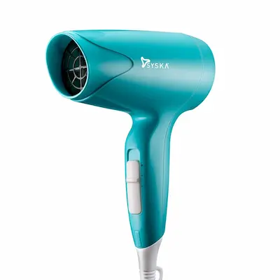 Syska HD1600 foldable 1000W hair dryer with heat balance technology and travel-friendly design.