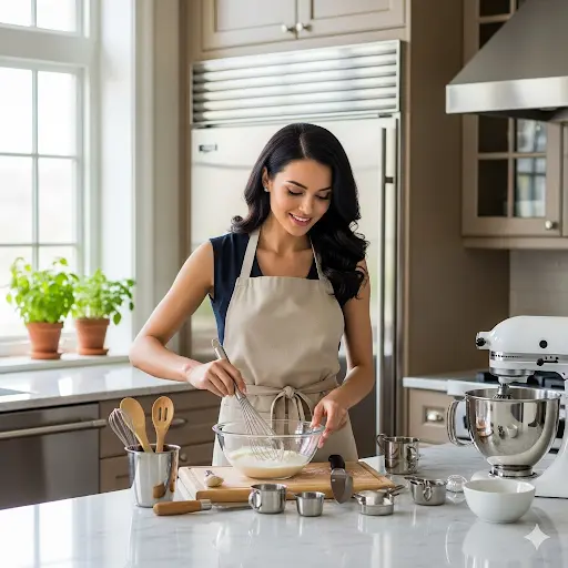 women in kitchen using the kitchen tools
