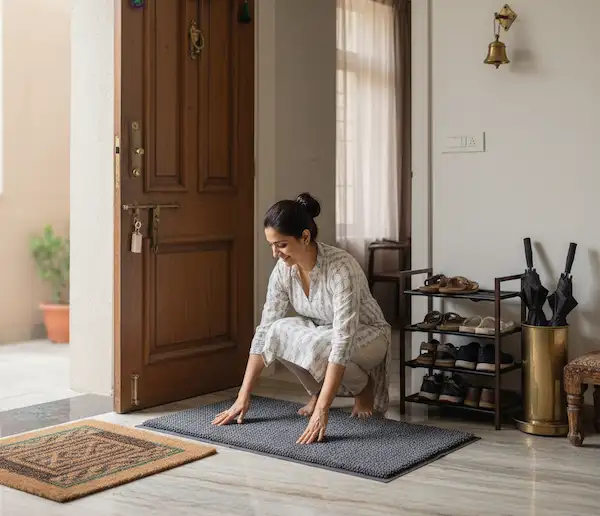 women is doing the entryway setup