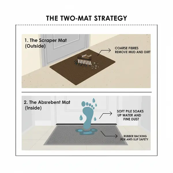 two mat strategy explained in entryway setup buying guide