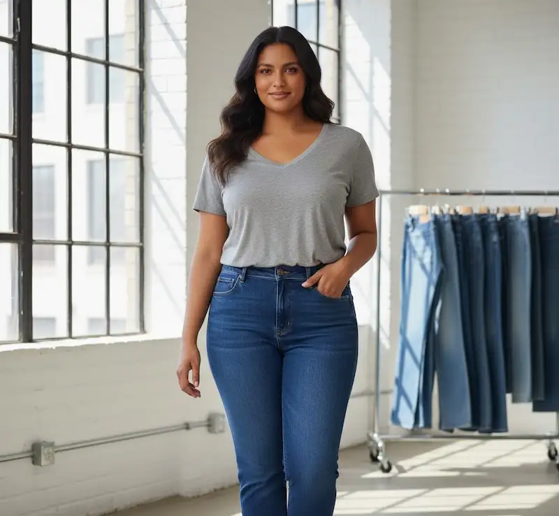 . High-Waisted Stretch Jeans – The Curvy Essential