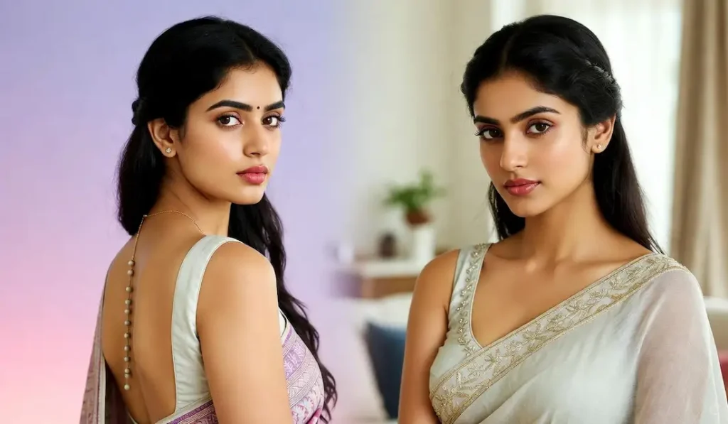 saree blouse buying guide: Back-open and front-open saree blouse styles showing different closure options