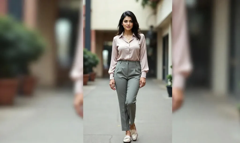 Indian woman in an urban setting showcasing modern women’s fashion styling