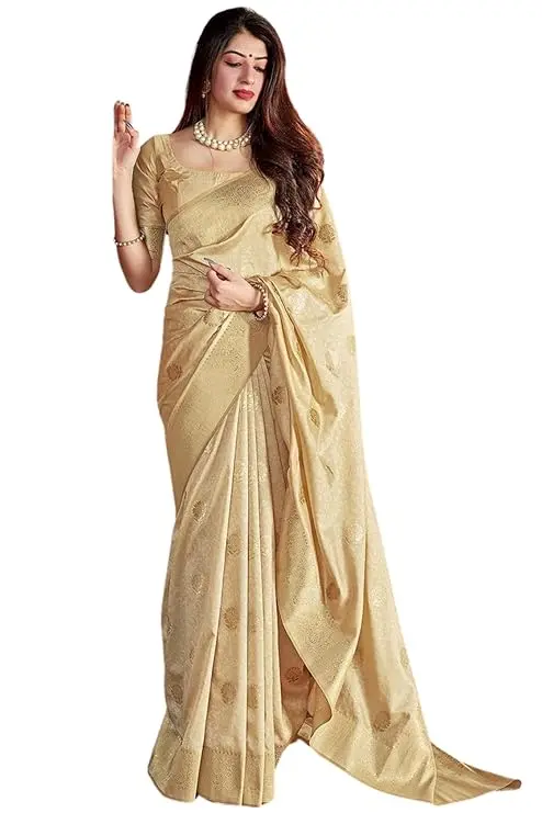 SGF Women’s Kanjivaram Handloom Soft Silk Saree with Matching Blouse