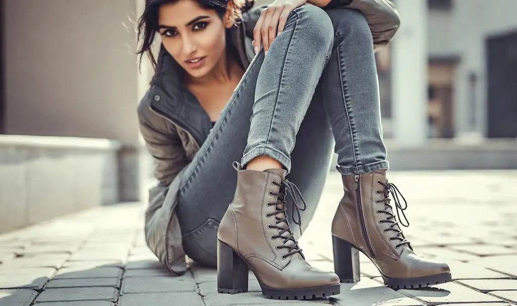 Ankle boots paired with jeans for casual women’s street style in India