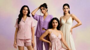 Luxury satin nightwear and elegant lace lingerie designed for refined comfort.