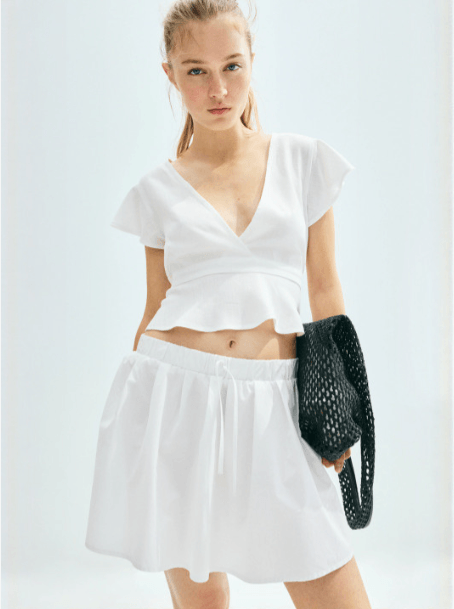 H&M Linen Blend Crop Blouse