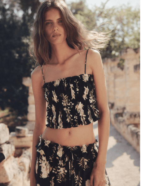 H&M Tie-Strap Smocked Crop Top