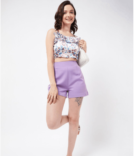 Magre – Floral Printed Satin Crop Top Magre – Floral Printed Satin Crop Top