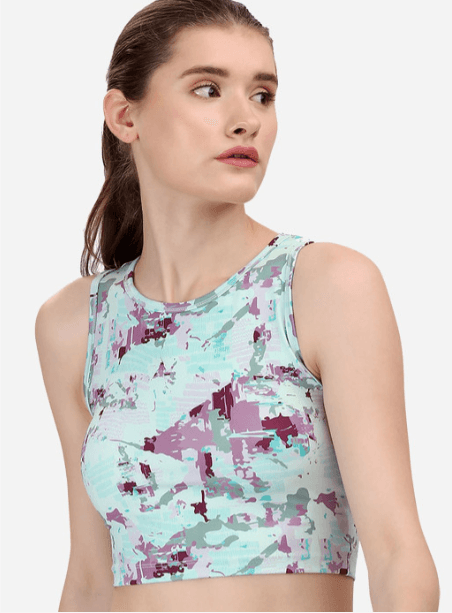 Soie Sleeveless Quick-Dry Printed Athleisure Crop Top
