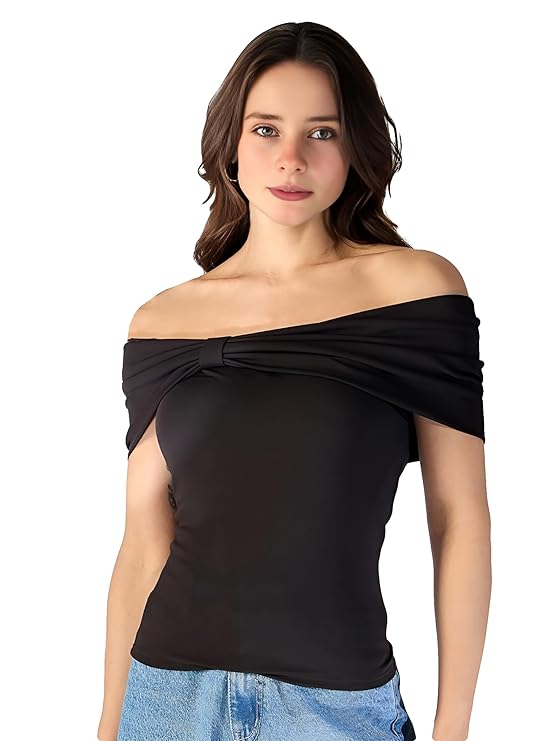 VOGARD Off Shoulder Stretchable Crop Top