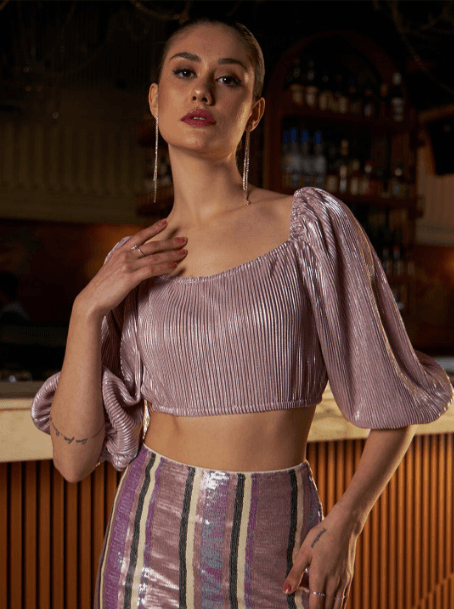 Athena Self Design Square Neck Crop Top