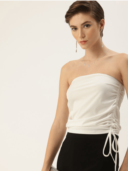 Bebe – Ribbed Draped Tube Crop Top