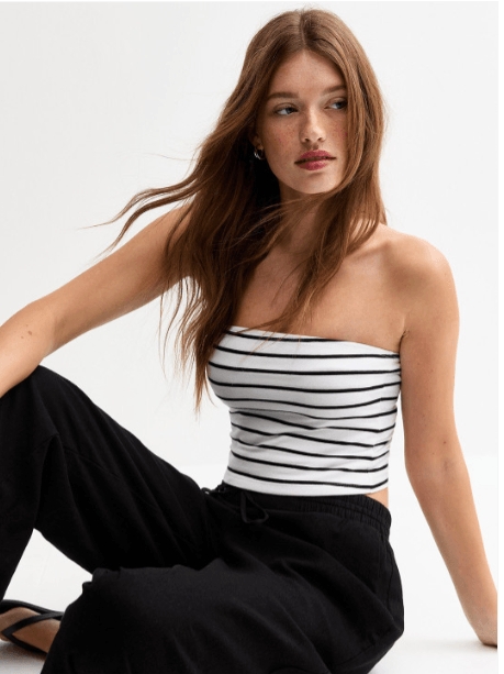 Corsica Striped Tube Cotton Crop Top