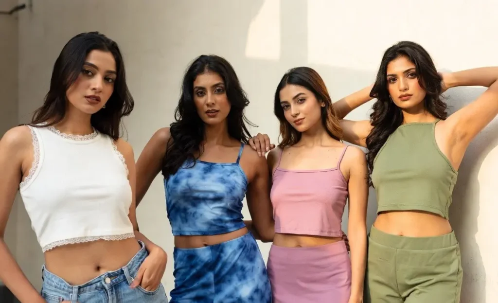 group of women in trendy cotton crop tops breathable summer fashion India
