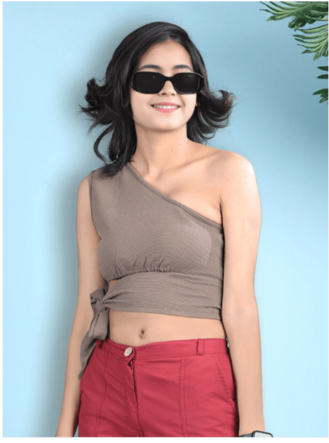 Cutiekins – One Shoulder Cotton Fitted Crop Top