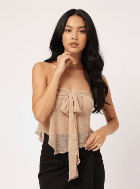 DressBerry x FWD – Blush Bloom Lacey Bandeau Crop Top