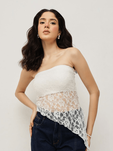 Espresso – Floral Lace Tube Top