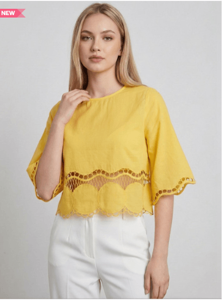 IX Impression Flared Sleeve Cotton Crop Top