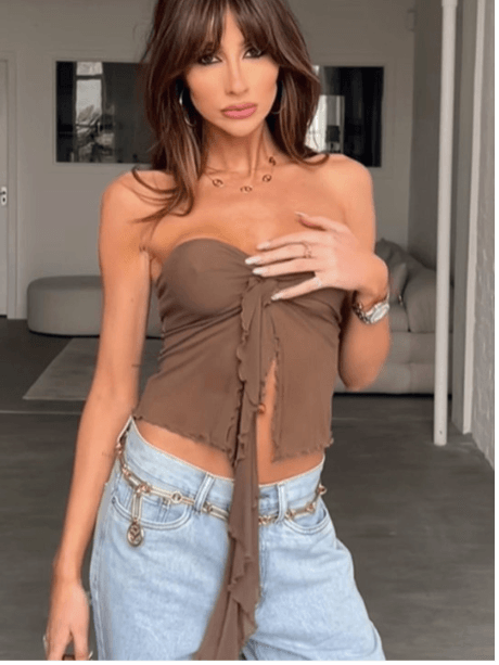 KPOP Off-Shoulder Wrap Crop Top