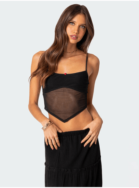 Lulu & Sky Black Square Neck Crop Top