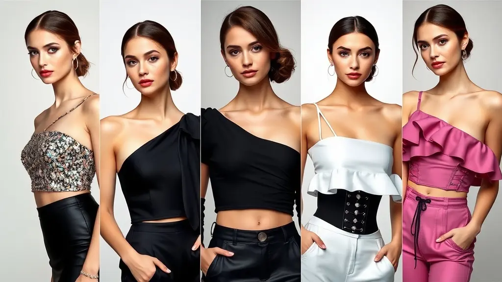 One Shoulder Crop Tops for Women