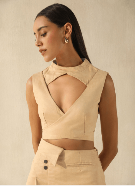 Primal Gray Solid Wrap Crop Top