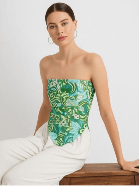  R.Code Tropical Off-Shoulder Corset Top