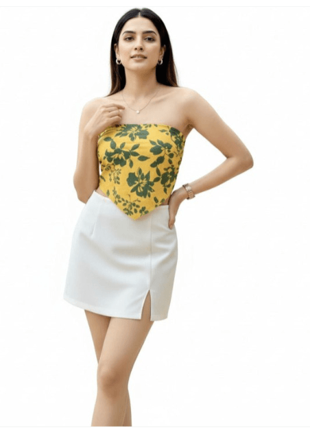 R.Code by The Roadster Life Co. – Floral Print Tube Crop Top