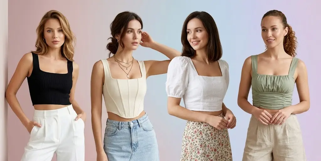 Square Neck Crop Tops for Women in India