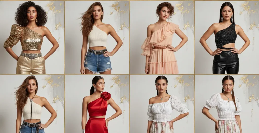 Elegant one shoulder crop tops for women perfect for party wear, date nights and stylish western outfits