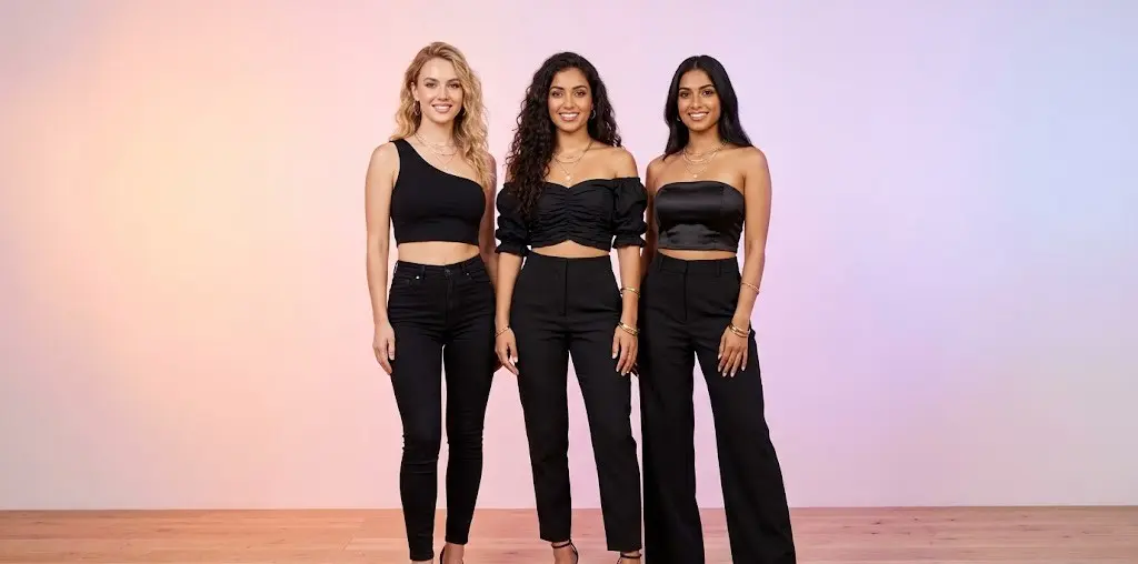 fashionable black crop tops for women India modern looks