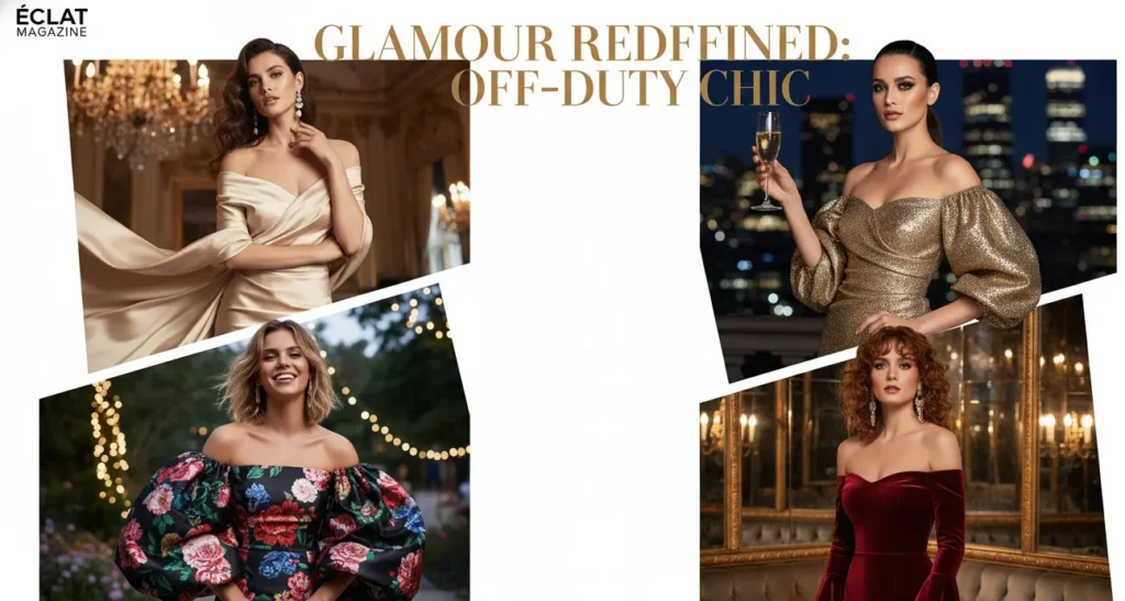 Fashion collage featuring stylish off shoulder tops for women in India