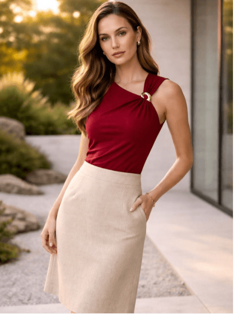 ATHENA Solid One Shoulder Draped Top — Most Flattering Silhouette