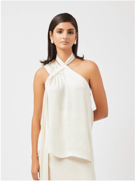 Contemponari Camille One Shoulder Sleeveless Longline Satin Top — Quiet Luxury Pick