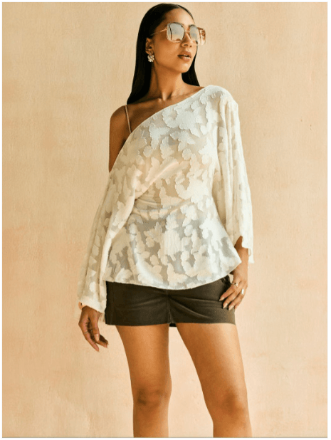  Lea Clothing Co. Off Shoulder Lace Wrap Top — Romantic Chic Pick