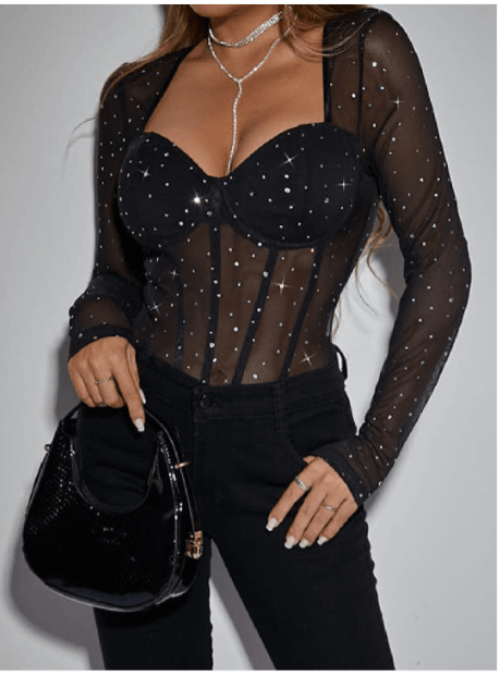 STYLECAST Black Embellished Corset Top