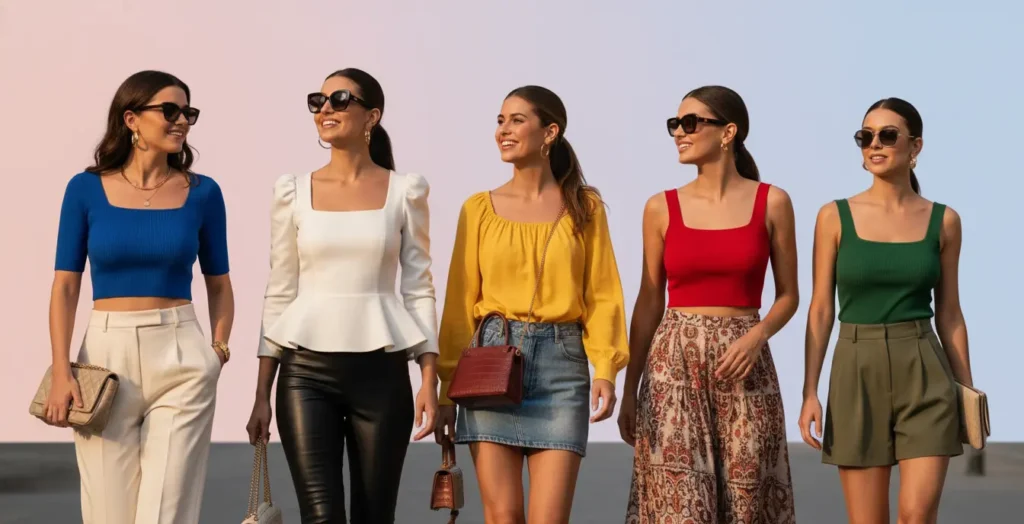 elegant Square Neck Tops for Women