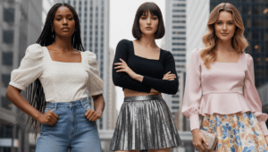 Stylish square neck tops for women showcasing trendy casual outfits, feminine silhouettes