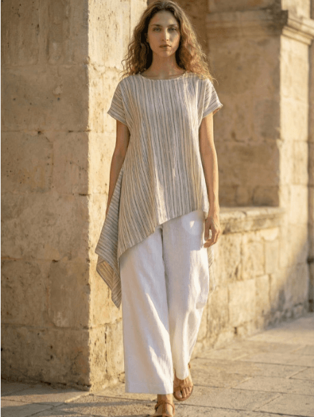 Chhaya Gandhi Design Studio Striped Asymmetric Top Chhaya Gandhi Design Studio Striped Asymmetric Top