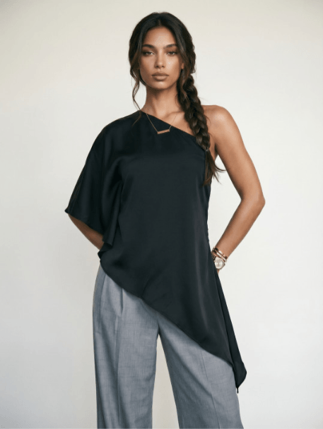 Phosphorus Satin Asymmetric Hem Top Phosphorus Satin Asymmetric Hem Top