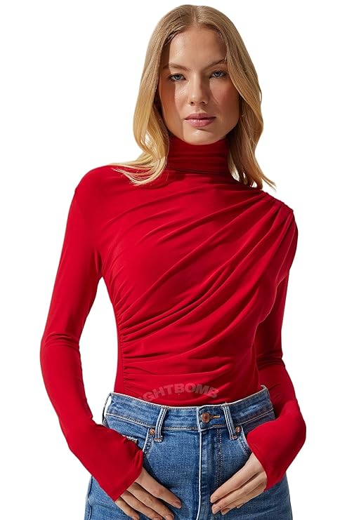 SIGHTBOMB Full Sleeve Waterfall Top – Best Full Sleeve Draped Neck Top