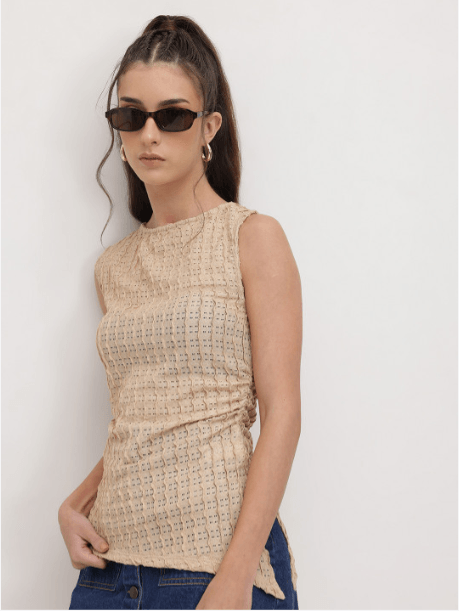 The Roadster Life Co. Open Knit Asymmetric Hem Top The Roadster Life Co. Open Knit Asymmetric Hem Top
