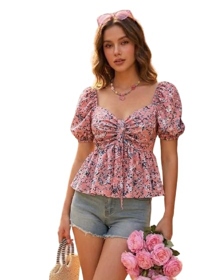 VARTEX CRAFT Printed Sweetheart Neck Regular Top