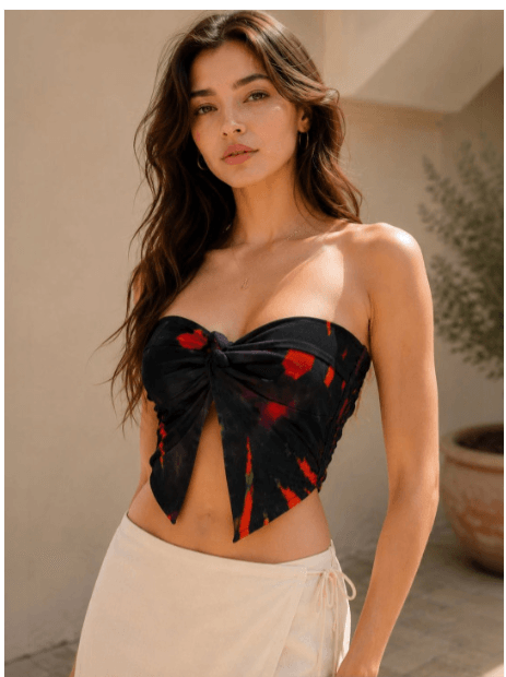 Fuchsia — Print Cotton Bralette Crop Top