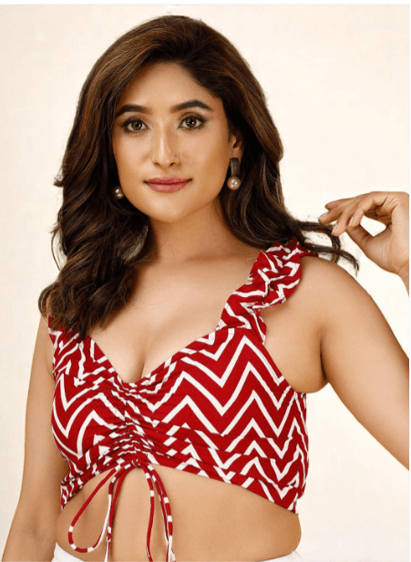 OOMPH! FACTOR — Abstract Printed Crepe Bralette Crop Top
