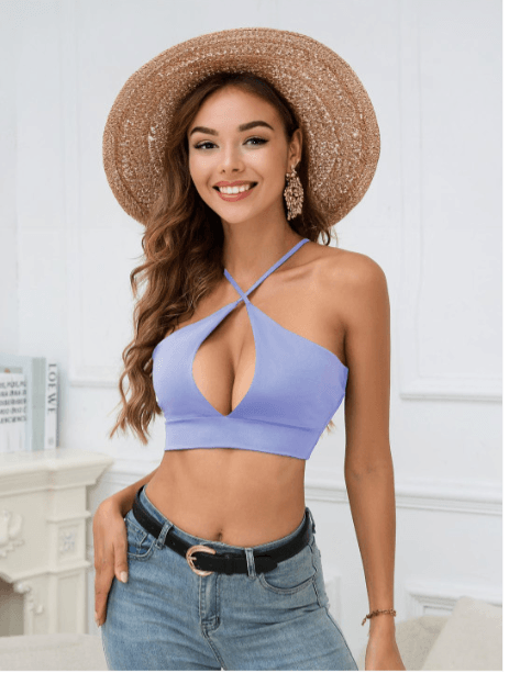 StyleCast Women Halter Neck Cut-Out Fitted Crop Top StyleCast Women Halter Neck Cut-Out Fitted Crop Top