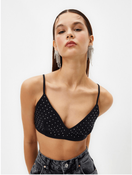 Trendyol — Embellished Shoulder-Straps Bralette Crop Top Trendyol — Embellished Shoulder-Straps Bralette Crop Top