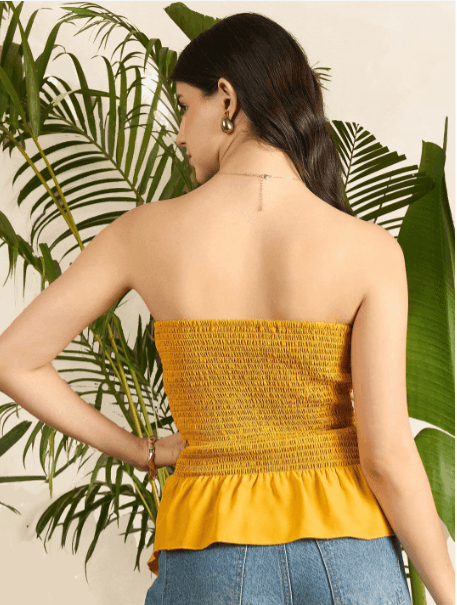 Uptownie — Smocked Bandeau Asymmetrical Top Uptownie — Smocked Bandeau Asymmetrical Top