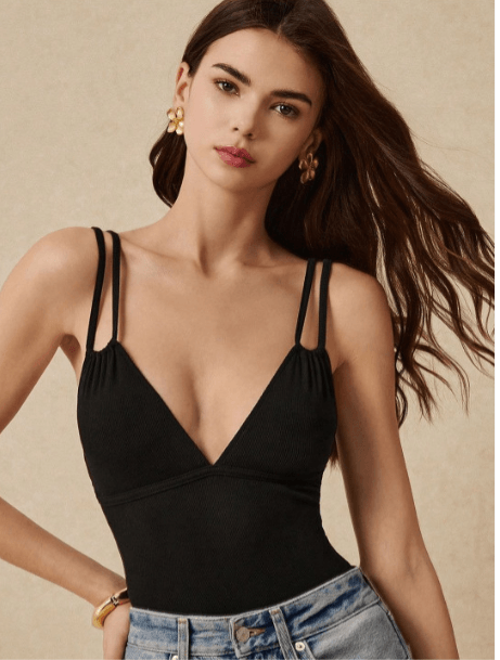 ZYNG — Ribbed Plunge Neck Bralette Top ZYNG — Ribbed Plunge Neck Bralette Top